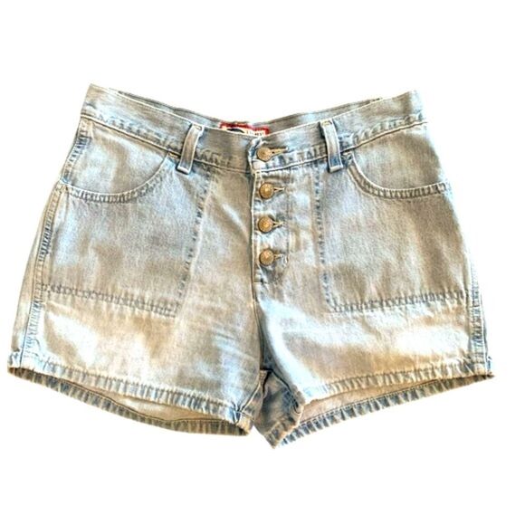 OLD NAVY SHORTS WOMEN’S 6 LIGHT WASH BLUE DENIM BUTTON FLY RISE 10” POCKET. - Picture 1 of 15